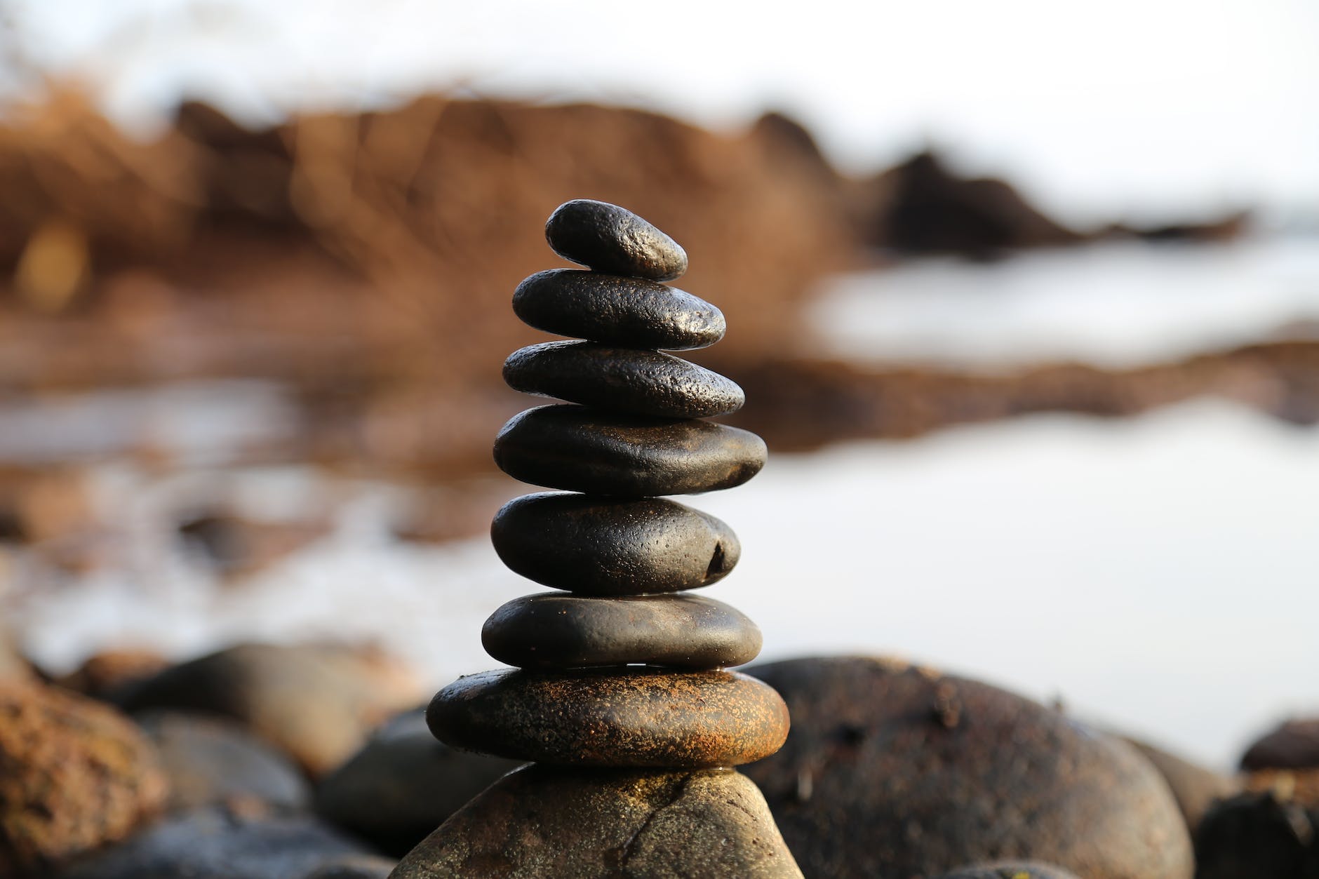 balance blur boulder close up